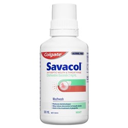 Colgate Savacol Alcohol Free Mouth & Throat Rinse 300ml X 6