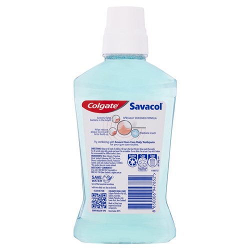 Colgate Savacol Gum Care Daily Rinse Alcohol Free 500ml x4