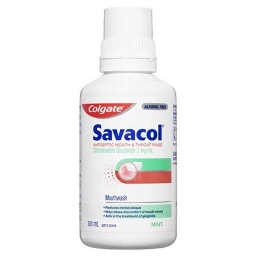 Colgate Savacol Alcohol Free Mouth & Throat Rinse 300ml X 6