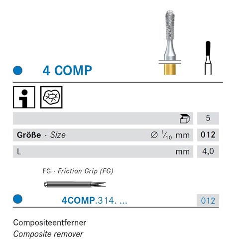 Diamond Bur FG #4COMP-012 Composite Remover Pkt5