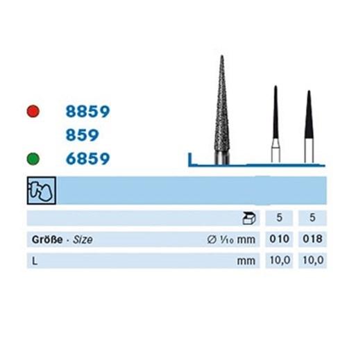 Diamond Bur HP #859-018 Long P ointed Medium pkt 5