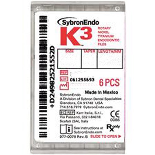 K3 File 25mm Size 50 .06 Taper Yellow pkt 6