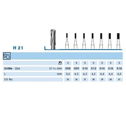 Tung-Carbide Bur HP #H21-010 Cylinder Pkt/5